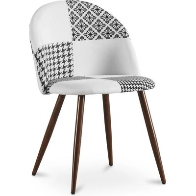 Silla de comedor escandinava PATCHWORK blanco y negro - Evelyne Silla de comedor escandinava PATCHWORK blanco y negro - Evelyne