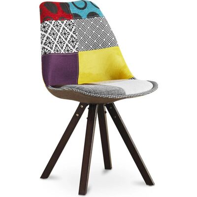 Privatefloor Denisse Patchwork Scandinavian Dining Chair - Beech Wood - Multi-Colored Privatefloor Denisse Patchwork Scandinavian Dining Chair - Beech Wood - Multi-Colored