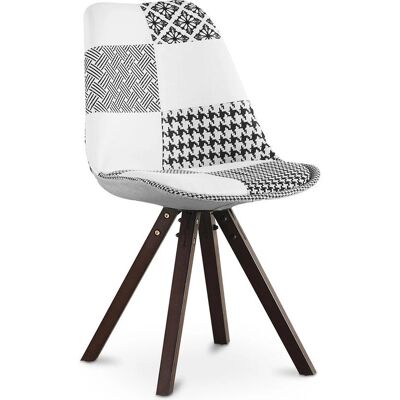 Sedia da pranzo Privatefloor Patchwork Scandinava - Bianco/Nero - Faggio Sedia da pranzo Privatefloor Patchwork Scandinava - Bianco/Nero - Faggio