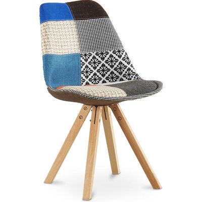 PRIVATEFLOOR Scandinavian Patchwork Dining Chair - Beech Wood - Supports 120kg PRIVATEFLOOR Scandinavian Patchwork Dining Chair - Beech Wood - Supports 120kg