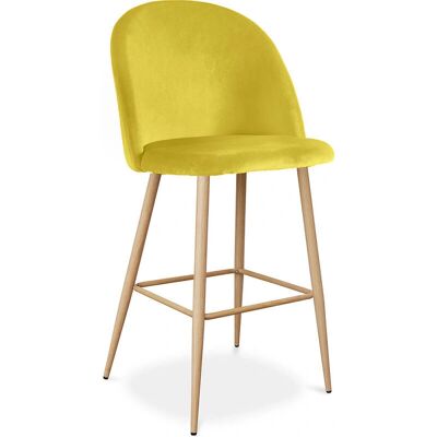 Taburete Alto Vintage TapizadoTerciopelo Diseño Escandinavo - Evelyne Amarillo Taburete Alto Vintage TapizadoTerciopelo Diseño Escandinavo - Evelyne Amarillo
