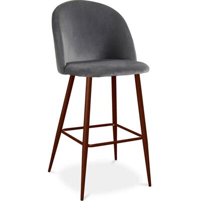 Taburete de Bar de Terciopelo Evelyne Privatefloor - Diseño Escandinavo - Gris Oscuro Taburete de Bar de Terciopelo Evelyne Privatefloor - Diseño Escandinavo - Gris Oscuro
