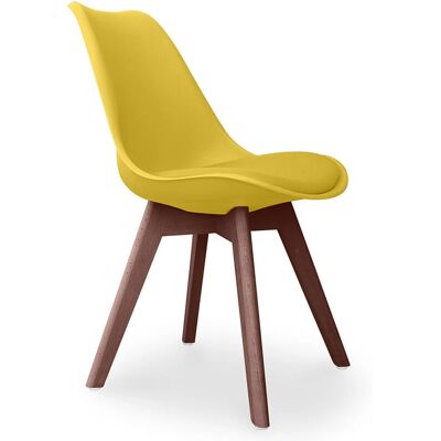 Sedia da pranzo scandinava Denisse - Giallo - Pelle vegana Sedia da pranzo scandinava Denisse - Giallo - Pelle vegana