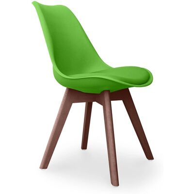 PRIVATEFLOOR Silla de comedor Estilo Escandinavo - Verde - Cuero Vegano PRIVATEFLOOR Silla de comedor Estilo Escandinavo - Verde - Cuero Vegano