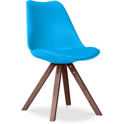 PRIVATEFLOOR Scandinavian Style Dining Chair - Dark Wood Legs - Turquoise PRIVATEFLOOR Scandinavian Style Dining Chair - Dark Wood Legs - Turquoise