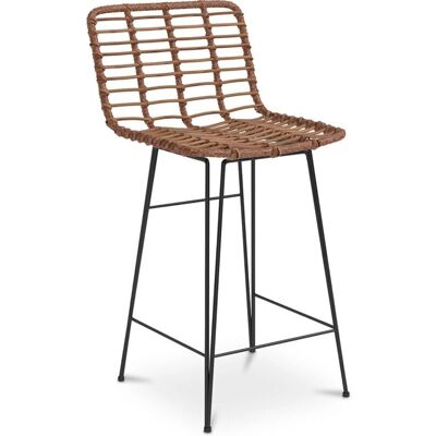 Privatefloor Sgabello da Bar Stile Boho Rattan Sintetico 65cm Privatefloor Sgabello da Bar Stile Boho Rattan Sintetico 65cm
