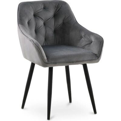PRIVATEFLOOR Dark Gray Velvet Scandinavian Dining Chair PRIVATEFLOOR Dark Gray Velvet Scandinavian Dining Chair