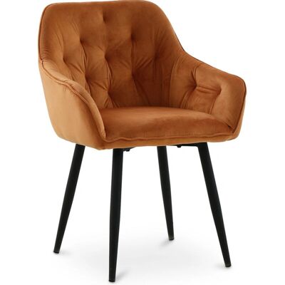 Silla de Comedor Naranja de Terciopelo Escandinava - PRIVATEFLOOR Silla de Comedor Naranja de Terciopelo Escandinava - PRIVATEFLOOR