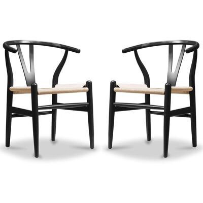 PRIVATEFLOOR Sedia da pranzo stile scandinavo nero CW24 - Design ergonomico a forma di Y PRIVATEFLOOR Sedia da pranzo stile scandinavo nero CW24 - Design ergonomico a forma di Y