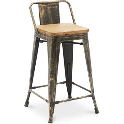 Privatefloor Taburete Industrial de Acero y Madera - 60cm - Acabado en Bronce Privatefloor Taburete Industrial de Acero y Madera - 60cm - Acabado en Bronce