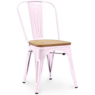 Silla de comedor de acero y madera, estilo Stylix Rosa pastel - PRIVATEFLOOR Silla de comedor de acero y madera, estilo Stylix Rosa pastel - PRIVATEFLOOR