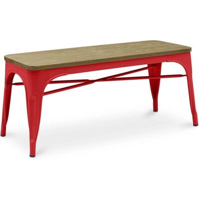 PRIVATEFLOOR Banco Industrial Rojo - Madera Acero - 47x107x46cm PRIVATEFLOOR Banco Industrial Rojo - Madera Acero - 47x107x46cm