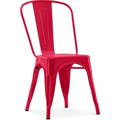 Silla de comedor industrial de acero - Rojo Silla de comedor industrial de acero - Rojo