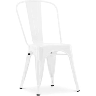 Silla de comedor industrial de acero blanco - Apoya 150kg Silla de comedor industrial de acero blanco - Apoya 150kg