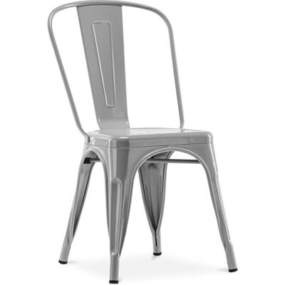 Sedia da pranzo in acciaio INDUSTRIALE - Grigia - 44x47x85.5 cm Sedia da pranzo in acciaio INDUSTRIALE - Grigia - 44x47x85.5 cm