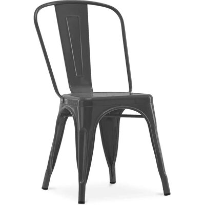PRIVATEFLOOR Steel Industrial Dining Chair - Dark Grey PRIVATEFLOOR Steel Industrial Dining Chair - Dark Grey