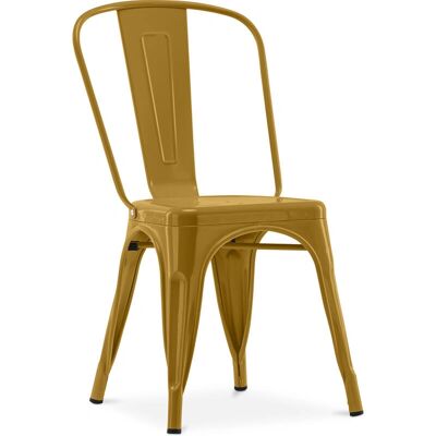 PRIVATEFLOOR Steel Industrial Dining Chair - Dorado - Supports Over 150kg PRIVATEFLOOR Steel Industrial Dining Chair - Dorado - Supports Over 150kg