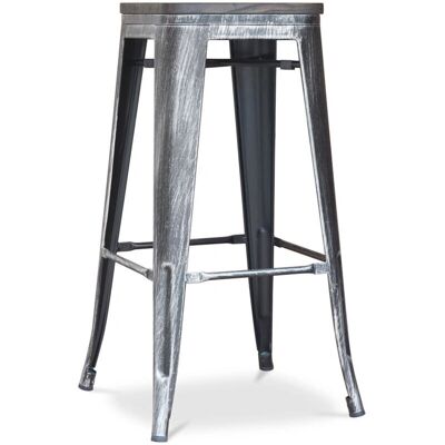 PRIVATEFLOOR Stahl & Dunkles Holz Barhocker - Industrielles Design - 76cm - Moderner Retro-Stil PRIVATEFLOOR Stahl & Dunkles Holz Barhocker - Industrielles Design - 76cm - Moderner Retro-Stil
