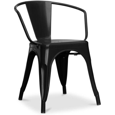 Sedia da pranzo industriale in acciaio - Nero - Stile moderno Sedia da pranzo industriale in acciaio - Nero - Stile moderno