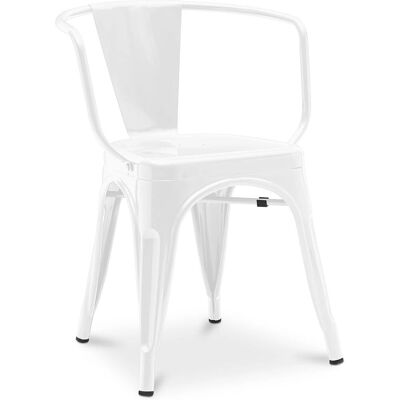 Silla de comedor industrial de acero PRIVATEFLOOR - Moderna, Duradera, Blanca Silla de comedor industrial de acero PRIVATEFLOOR - Moderna, Duradera, Blanca