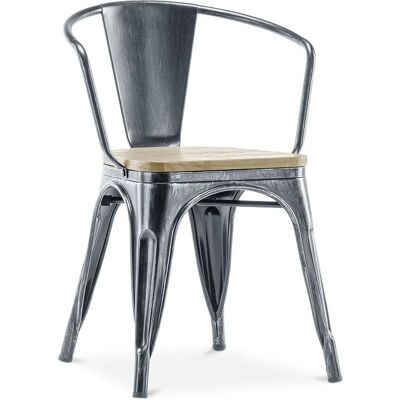 Silla de comedor Iconik Interior Bistrot de acero y madera - Soporta 150kg Silla de comedor Iconik Interior Bistrot de acero y madera - Soporta 150kg