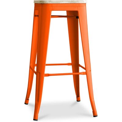 PRIVATEFLOOR Industrielles Barhocker - 76cm - Orange - Holz & Stahl PRIVATEFLOOR Industrielles Barhocker - 76cm - Orange - Holz & Stahl