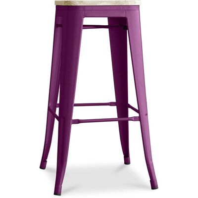 PRIVATEFLOOR Industrieller Barhocker - Holz und Stahl - Violett PRIVATEFLOOR Industrieller Barhocker - Holz und Stahl - Violett