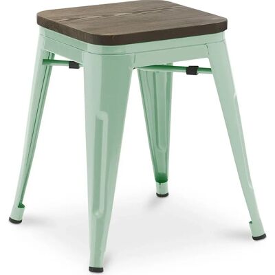 PRIVATEFLOOR Menta Acciaio Legno Sgabello Industriale - 45cm PRIVATEFLOOR Menta Acciaio Legno Sgabello Industriale - 45cm