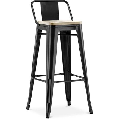 Taburete Industrial Stylish - 76cm - Negro - Madera y Acero Taburete Industrial Stylish - 76cm - Negro - Madera y Acero