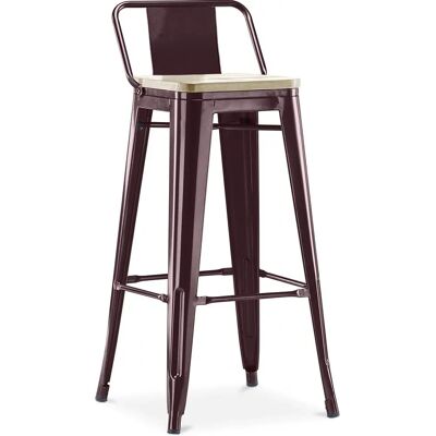 PRIVATEFLOOR Taburete de Bar Industrial - Madera y Acero 76cm - Modern Retro PRIVATEFLOOR Taburete de Bar Industrial - Madera y Acero 76cm - Modern Retro