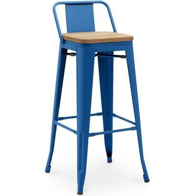 PRIVATEFLOOR Tabouret de Bar Industriel Bleu Foncé - 76cm - Avec Dossier - Publicité PRIVATEFLOOR Tabouret de Bar Industriel Bleu Foncé - 76cm - Avec Dossier - Publicité