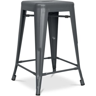 PRIVATEFLOOR - Industrielles Barhocker - Stahl Matt - 60cm - Dunkelgrau PRIVATEFLOOR - Industrielles Barhocker - Stahl Matt - 60cm - Dunkelgrau
