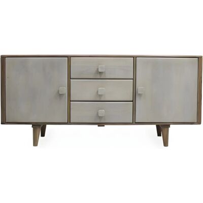 Privatefloor Credenza de Madera Diseño Vintage - Madera Natural - Sólido, MDF, Jamun - Madera Privatefloor Credenza de Madera Diseño Vintage - Madera Natural - Sólido, MDF, Jamun - Madera