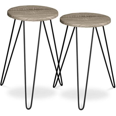 PRIVATEFLOOR Model Hairpin - Set of 2 Industrial Coffee Tables - Natural Wood PRIVATEFLOOR Model Hairpin - Set of 2 Industrial Coffee Tables - Natural Wood