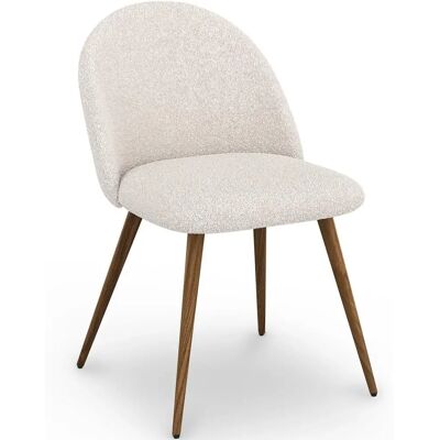 PRIVATEFLOOR Silla de comedor escandinava Evelyne blanca - Bouclé, madera, metal PRIVATEFLOOR Silla de comedor escandinava Evelyne blanca - Bouclé, madera, metal