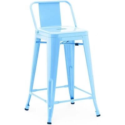 PRIVATEFLOOR Pastel blue Steel Industrial Bar Stool - 60cm PRIVATEFLOOR Pastel blue Steel Industrial Bar Stool - 60cm