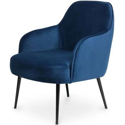 Silla de comedor Hyra de Privatefloor - Terciopelo, Metal, Madera - Azul oscuro Silla de comedor Hyra de Privatefloor - Terciopelo, Metal, Madera - Azul oscuro