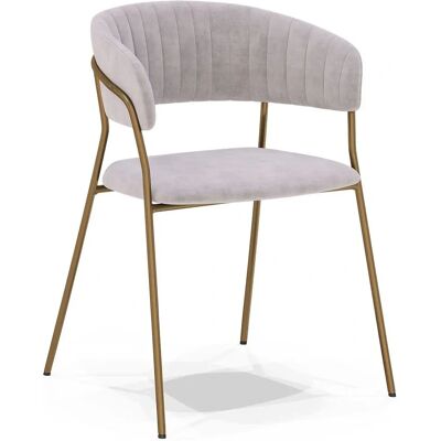PRIVATEFLOOR Dining Chair - Velvety Gray - Metal, Velvet - 52.5x79cm PRIVATEFLOOR Dining Chair - Velvety Gray - Metal, Velvet - 52.5x79cm