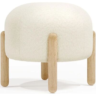 PRIVATEFLOOR Sgabello Curvo in Bouclé Bianco - 45x36cm PRIVATEFLOOR Sgabello Curvo in Bouclé Bianco - 45x36cm