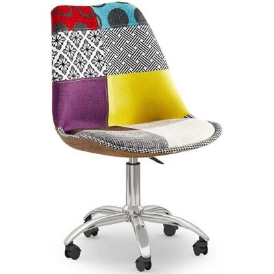 PRIVATEFLOOR Office Chair - Patchwork - Multicolore - Steel - 54x48cm - Swivel PRIVATEFLOOR Office Chair - Patchwork - Multicolore - Steel - 54x48cm - Swivel
