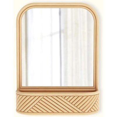 PRIVATEFLOOR Rattan Wall Mirror - Boho Bali Style - Natural PRIVATEFLOOR Rattan Wall Mirror - Boho Bali Style - Natural