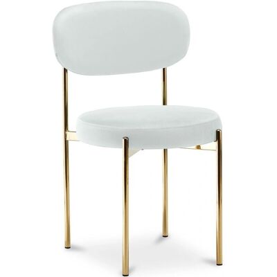 PRIVATEFLOOR Velvet Dining Chair - Gold Metal - Crema - Stylish & Comfortable PRIVATEFLOOR Velvet Dining Chair - Gold Metal - Crema - Stylish & Comfortable