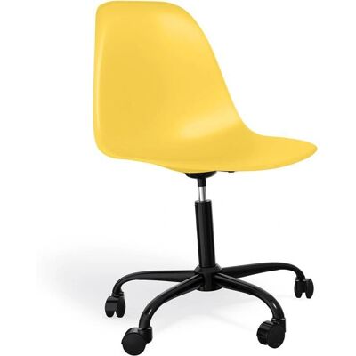 ICONIK INTERIOR Silla de oficina negra y amarilla Denisse con reposabrazos y ruedas - Tipo oficina ICONIK INTERIOR Silla de oficina negra y amarilla Denisse con reposabrazos y ruedas - Tipo oficina