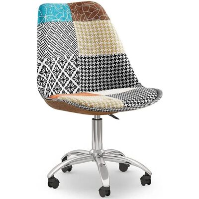 Silla de Oficina Giratoria Privatefloor - Tapizado Patchwork - Patty Multicolores - Acero, Tela, Nylon Silla de Oficina Giratoria Privatefloor - Tapizado Patchwork - Patty Multicolores - Acero, Tela, Nylon