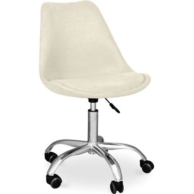 PRIVATEFLOOR Bürostuhl - Beige Drehbar Gepolstert - 56x47cm PRIVATEFLOOR Bürostuhl - Beige Drehbar Gepolstert - 56x47cm