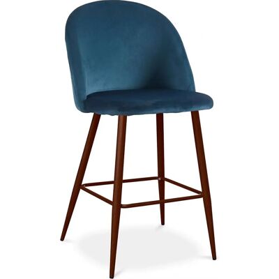 Taburete Evelyne Azul oscuro de terciopelo - Diseño Escandinavo - 66cm Taburete Evelyne Azul oscuro de terciopelo - Diseño Escandinavo - 66cm