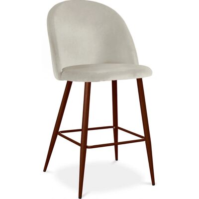 Taburete Evelyne Gris Claro de Terciopelo - Diseño Escandinavo Taburete Evelyne Gris Claro de Terciopelo - Diseño Escandinavo