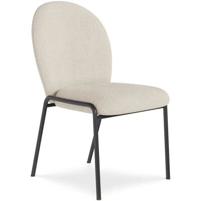 PRIVATEFLOOR Erys White Dining Chair - Upholstered in Bouclé Fabric PRIVATEFLOOR Erys White Dining Chair - Upholstered in Bouclé Fabric