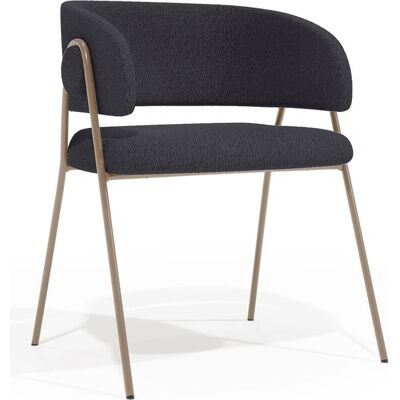PRIVATEFLOOR - Dining Chair - Upholstered Fabric - Roaw Gray dark - Metal champagne - 62x79cm PRIVATEFLOOR - Dining Chair - Upholstered Fabric - Roaw Gray dark - Metal champagne - 62x79cm