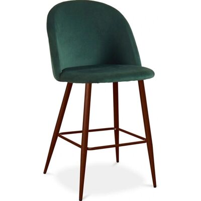 PRIVATEFLOOR Evelyne Dark Green Velvet Scandinavian Stool - Bar Chair PRIVATEFLOOR Evelyne Dark Green Velvet Scandinavian Stool - Bar Chair